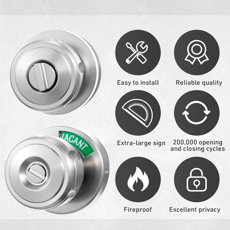 BrightRow Commercial Bathroom Door Handle with Indicator Lock Privacy Door Handle Vacant Occupied Commercial Lock for Public Restroom Bathroom Office Bedroom - Image 3